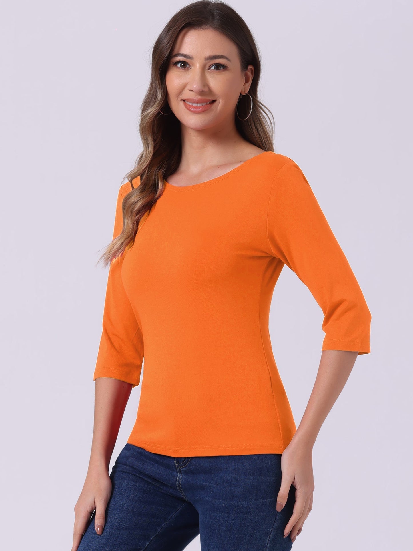 Lina Shirt Dames | Ronde Hals & 3/4 Mouwen