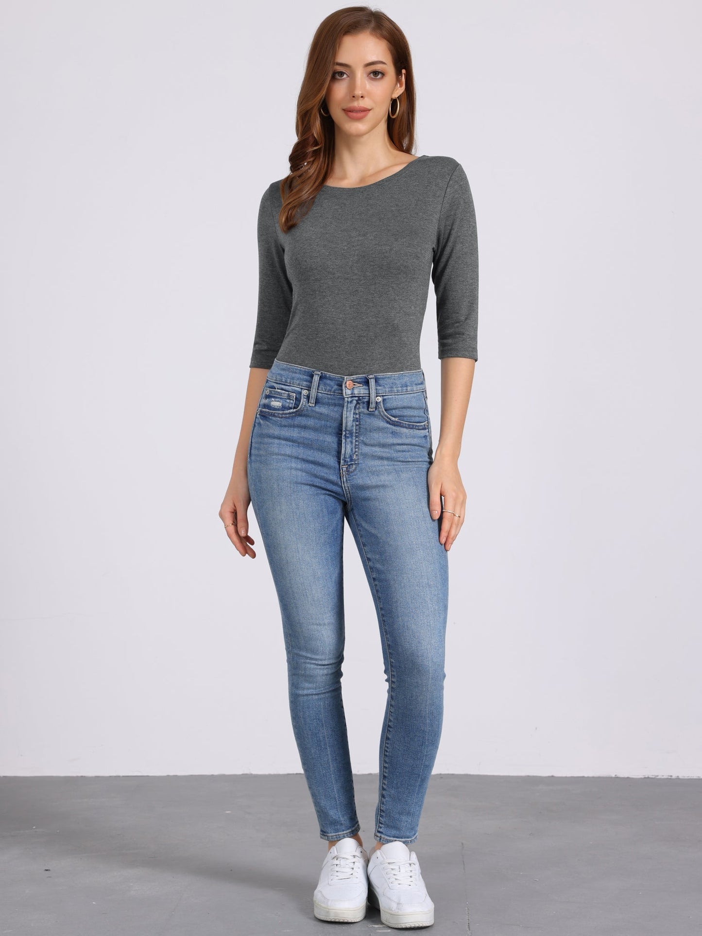 Lina Shirt Dames | Ronde Hals & 3/4 Mouwen