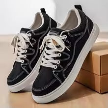 Canvas low-top sneakers winter | Contraststiksel