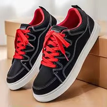 Canvas low-top sneakers winter | Contraststiksel