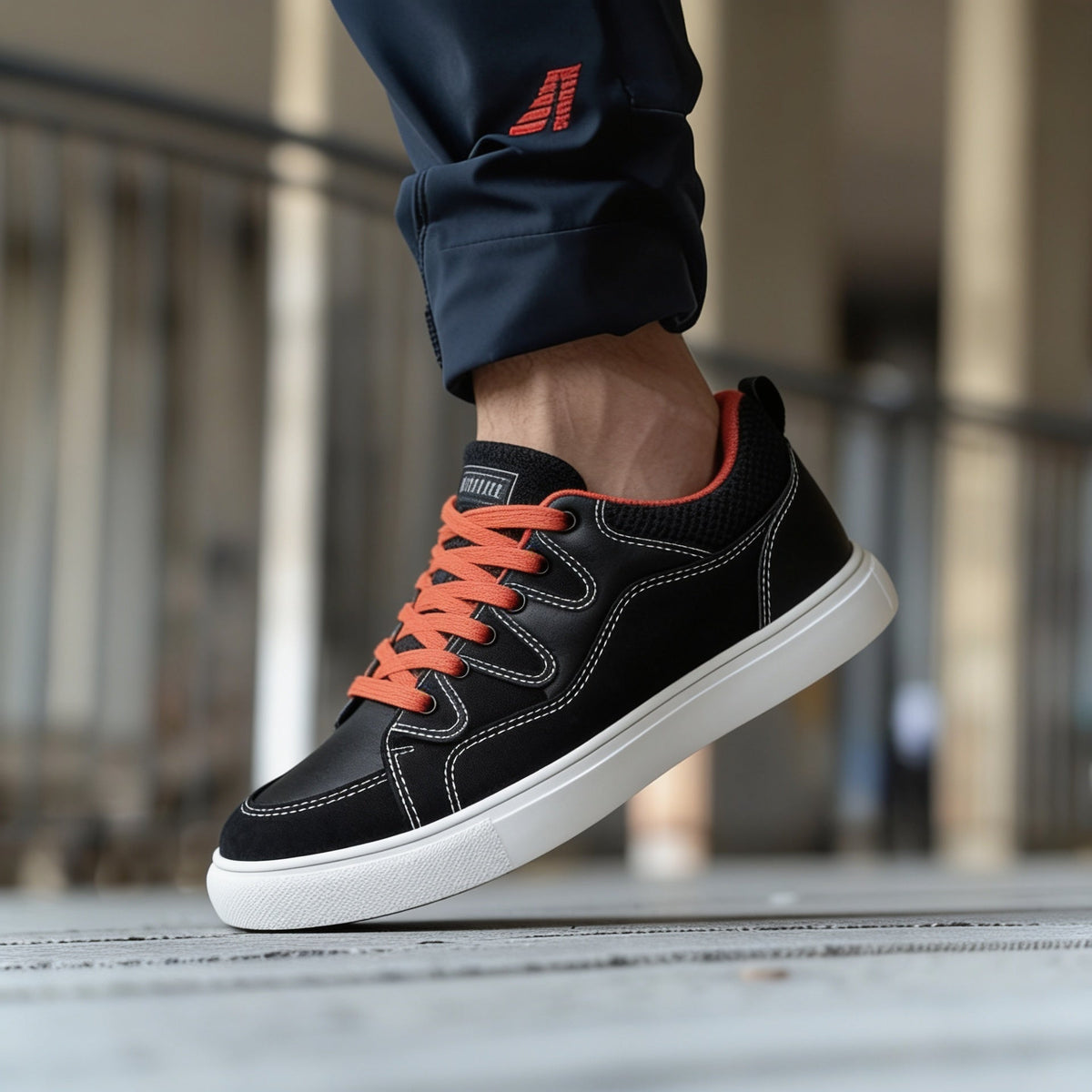 Canvas low-top sneakers winter | Contraststiksel