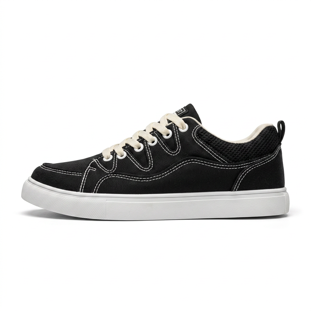 Canvas low-top sneakers winter | Contraststiksel