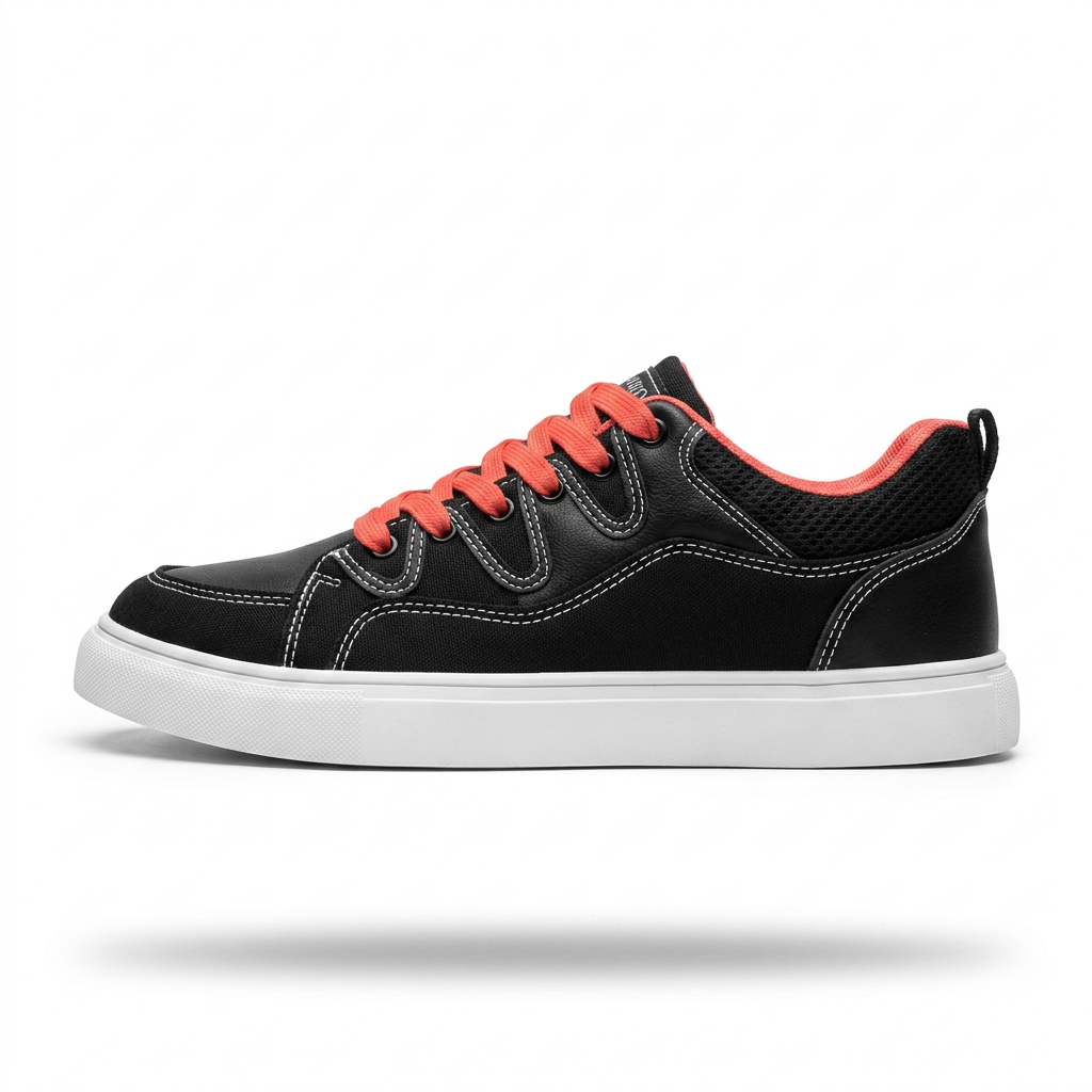 Canvas low-top sneakers winter | Contraststiksel