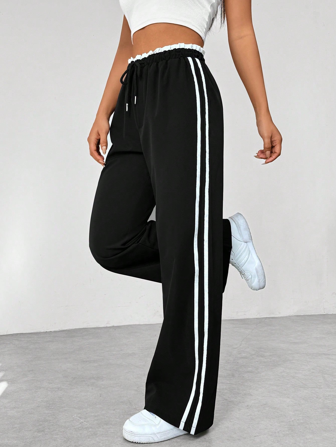 Yara - Trendy Sportieve Wide-Leg Broek