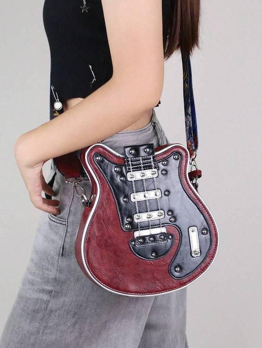 Gitaar crossbody tas dames – unieke rock-stijl handtas met verstelbare strap
