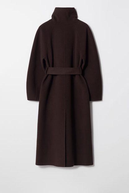 Lange Dames Manteljas | Minimalistische Ontwerp & Hoogsluitende Kraag