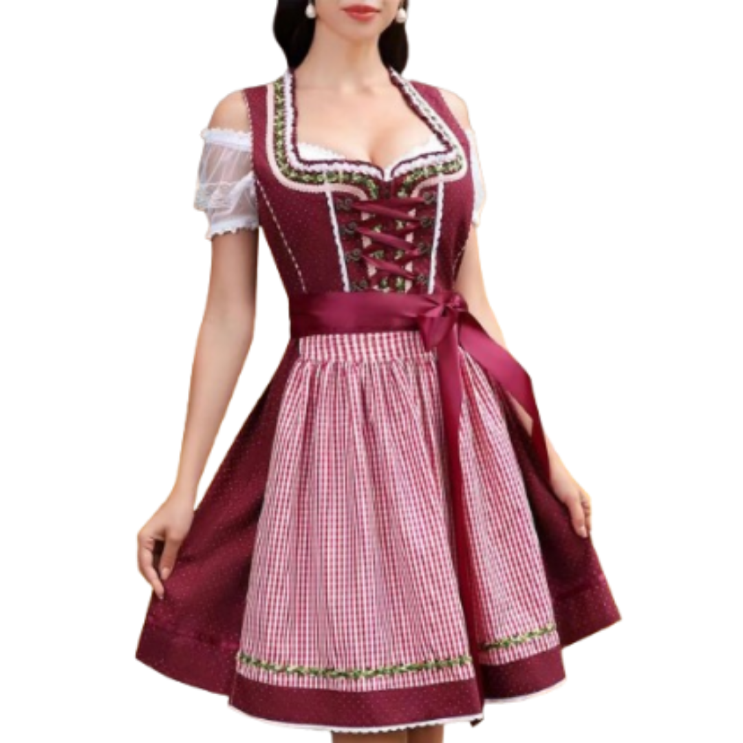 Oktoberfest Dirndl Rood – Dames Jurk met Schort en Lint
