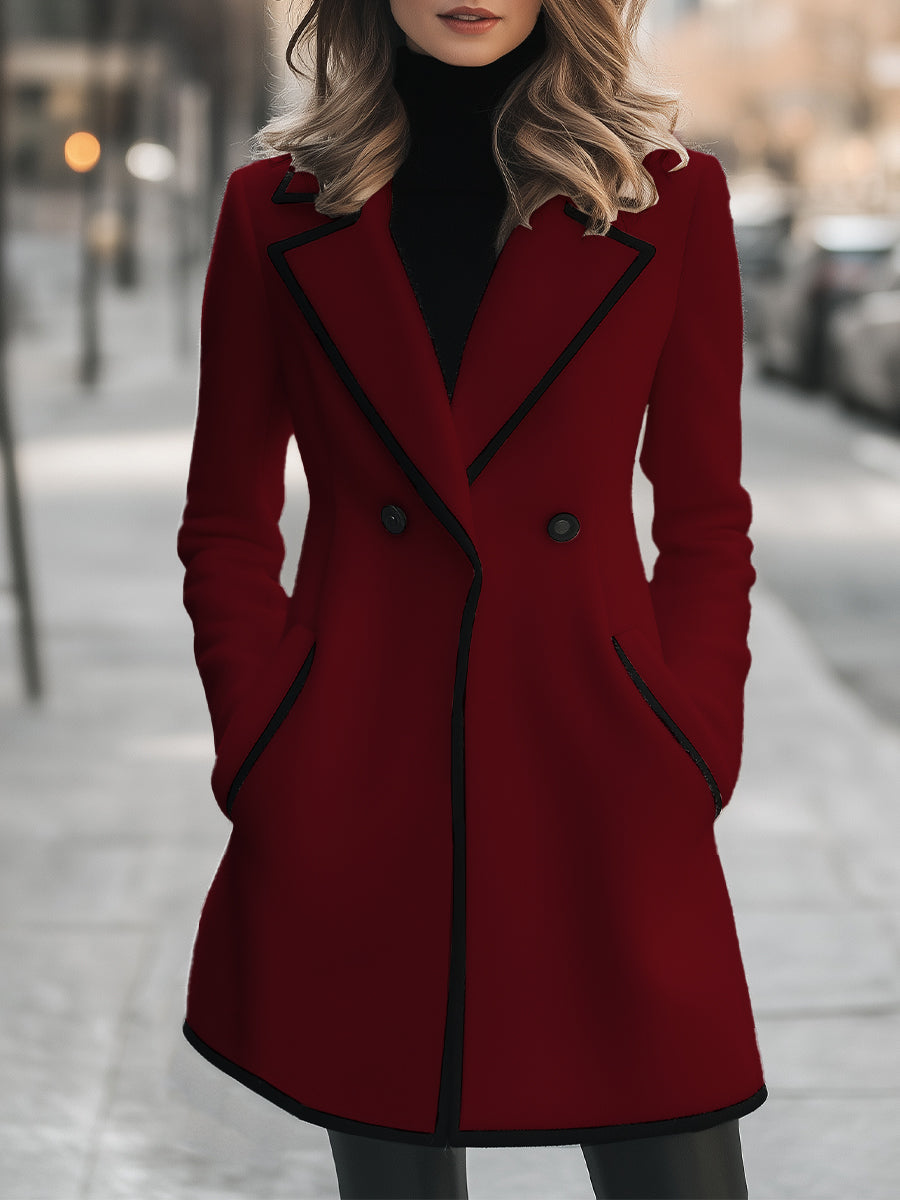 Winterjas Dames | Mantel met Zwarte Details