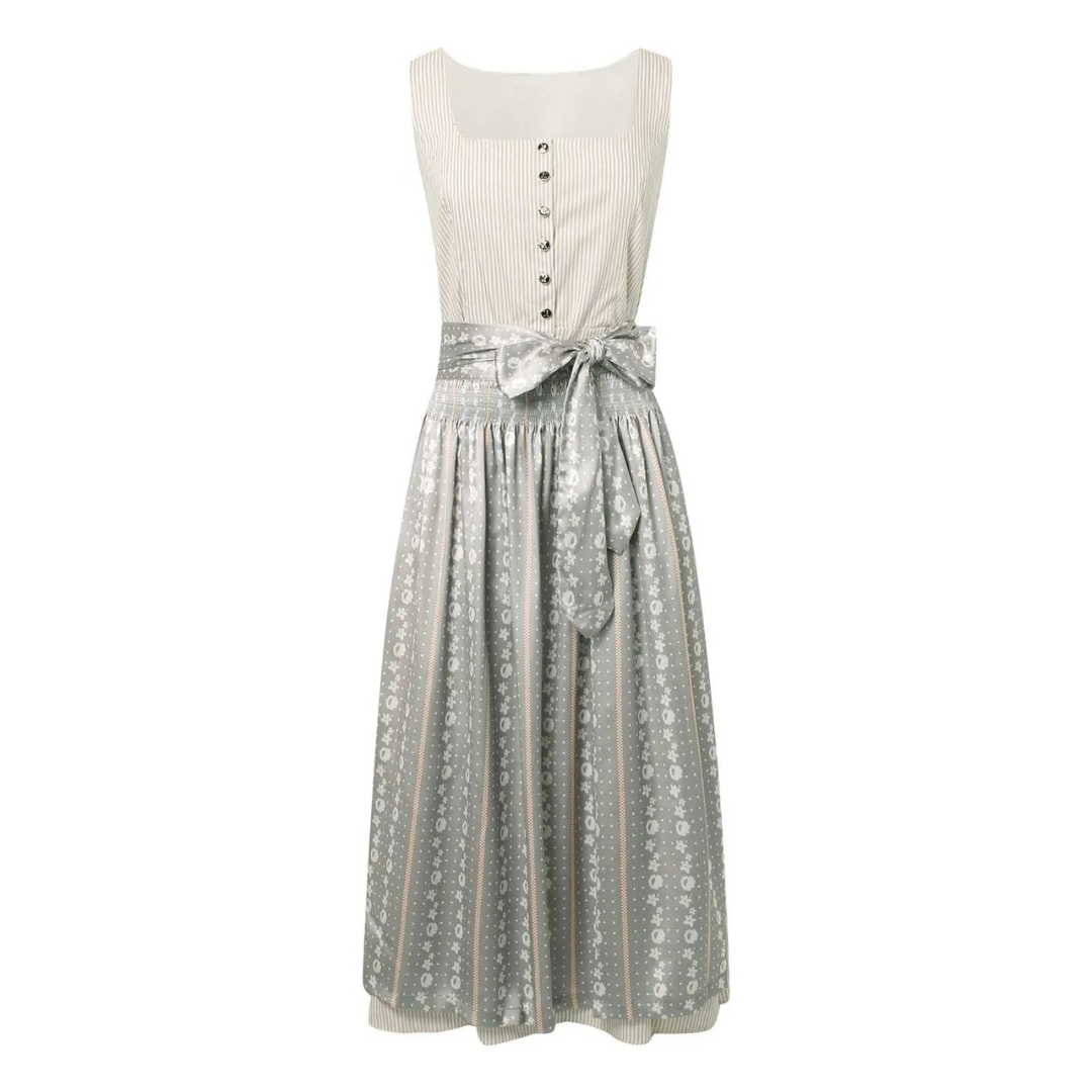 Oktoberfest Dirndl Jurk Dames Grijs & Strikceintuur