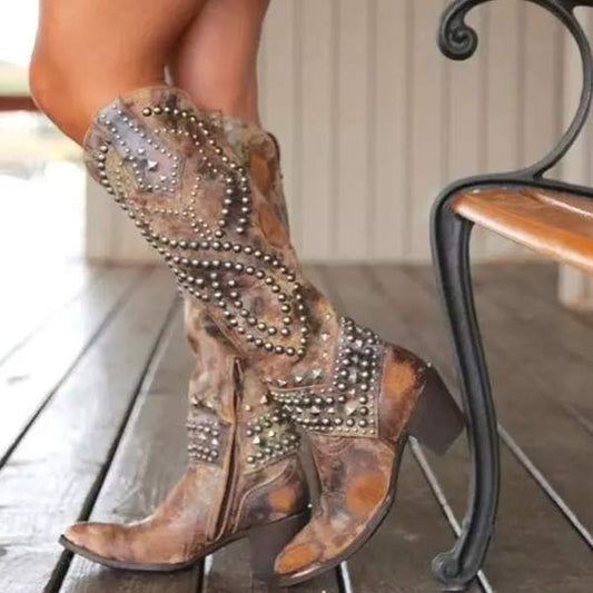 Sorelia - Dames Western Kniehoge Laarzen