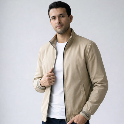Slim Fit Tussenjas Heren | Geribde Boorden en Taille