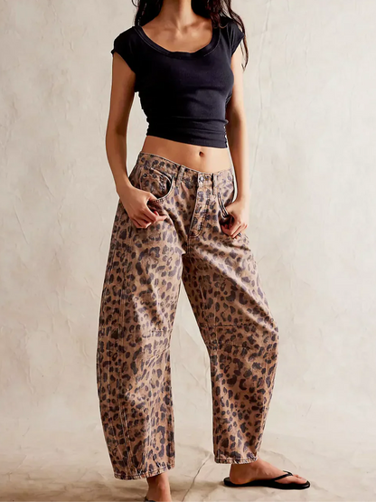 Dames Jeans | Wijde Spijkerbroek met Hoge Taille