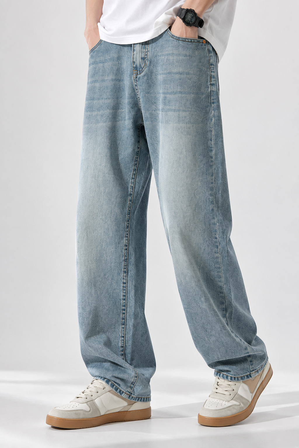 Heren Straight Leg Jeans | Washed Look
