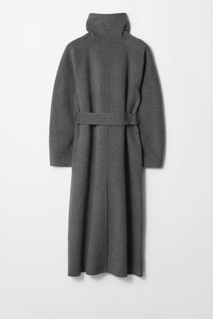 Lange Dames Manteljas | Minimalistische Ontwerp & Hoogsluitende Kraag