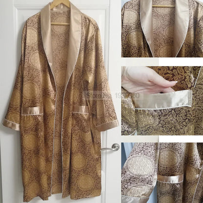 Luxe Heren Kimono – Elegante Satijnen Badjas met Oosters Design