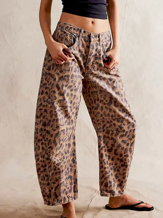 Dames Jeans | Wijde Spijkerbroek met Hoge Taille