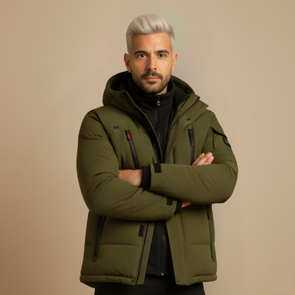 Heren Winterjas Gewatteerd | Met Capuchon en Ritszakken