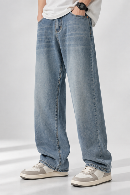 Heren Straight Leg Jeans | Washed Look