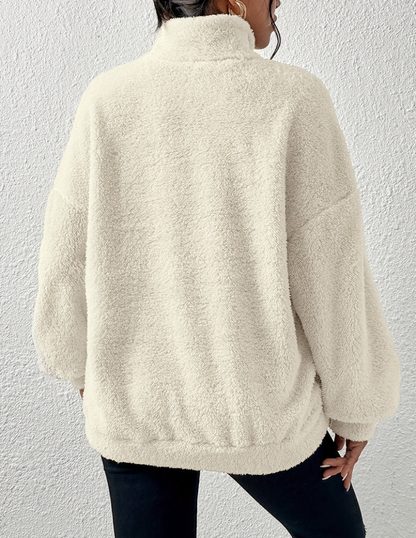 Melina | Zachte Fleece Trui met Halve Rits