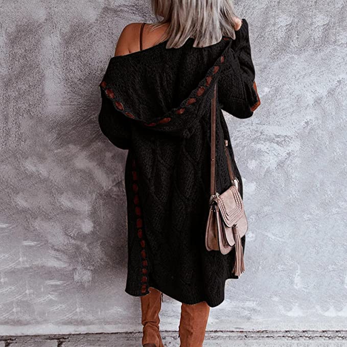 Bohemian Gebreide Cardigan – Warme Lange Damesvest met Unieke Details