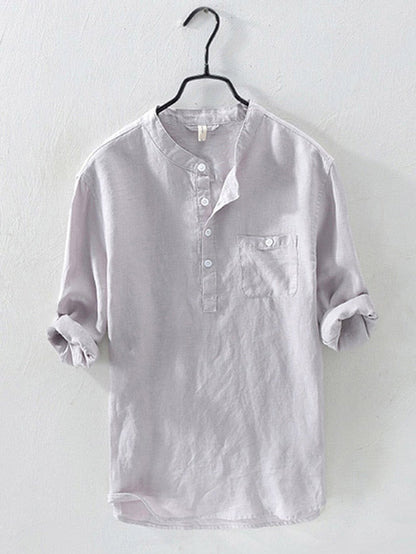 Ademend Linnen Heren Shirt – Casual & Stijlvol met Knoopsluiting T-E