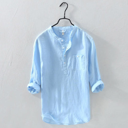 Ademend Linnen Heren Shirt – Casual & Stijlvol met Knoopsluiting T-E