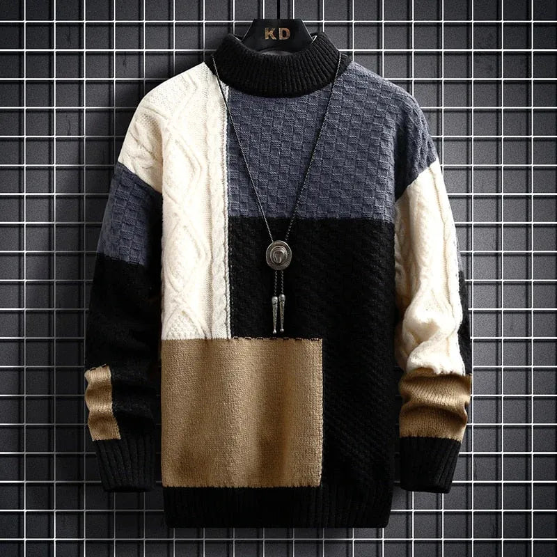 Apollo Heren Trui | Patchwork & Hoge Kraag