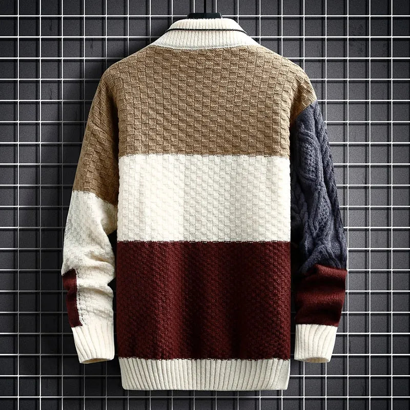 Apollo Heren Trui | Patchwork & Hoge Kraag