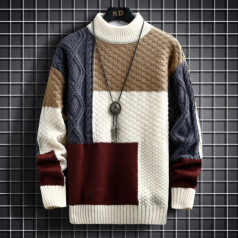 Apollo Heren Trui | Patchwork & Hoge Kraag