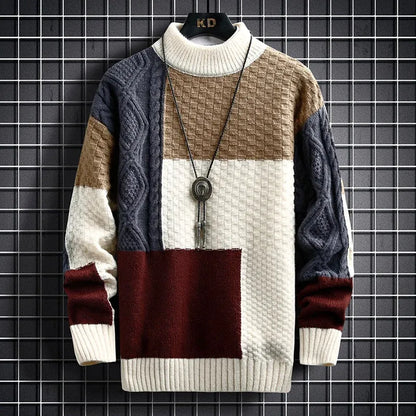 Apollo Heren Trui | Patchwork & Hoge Kraag