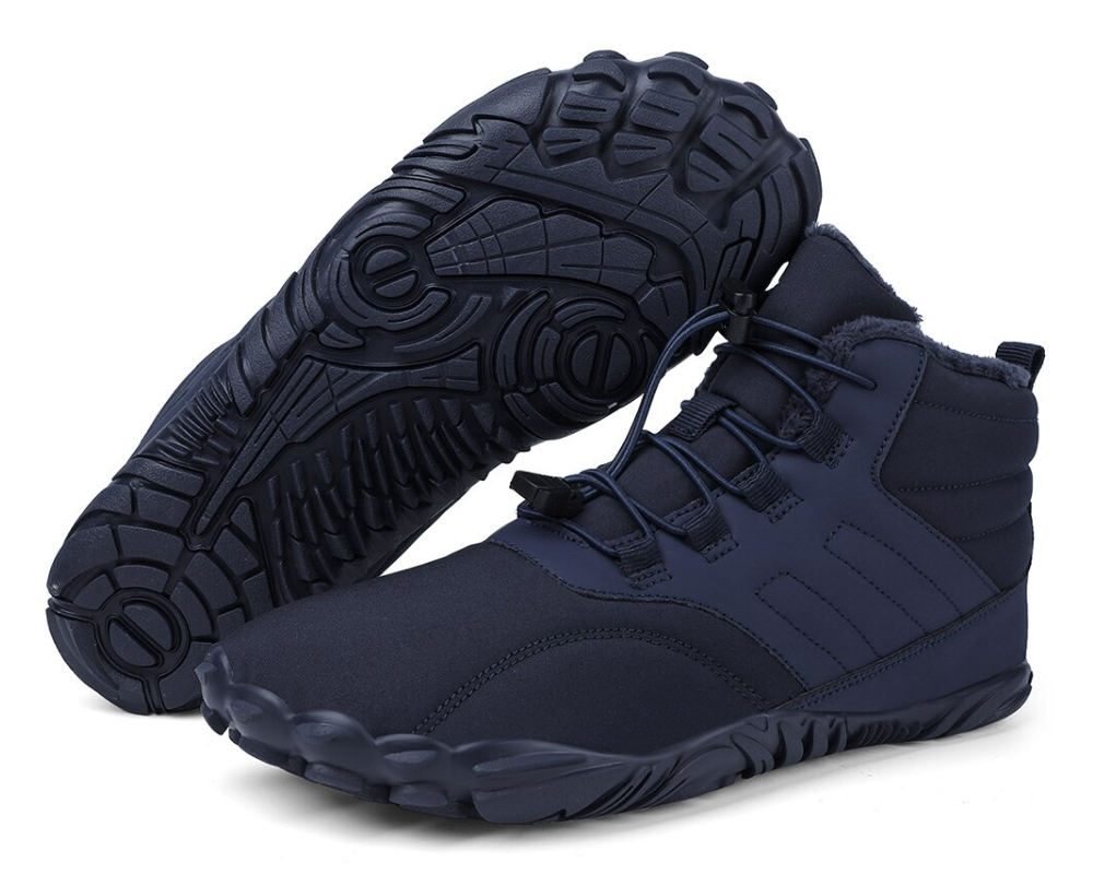 Waterdichte en antislip barefoot winter schoenen met warme voering, lichtgewicht ontwerp en flexibele zool voor outdoor activiteiten.