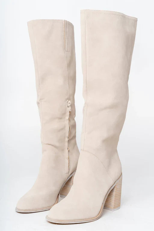 Beige Hoge Laarzen Dames | Suède & Hak