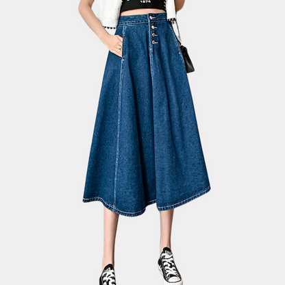 Eudora - Tijdloze lange denim rok voor dames