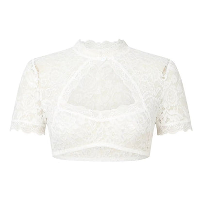 Oktoberfest Blouse Wit – Traditionele Dirndl Top met Kant