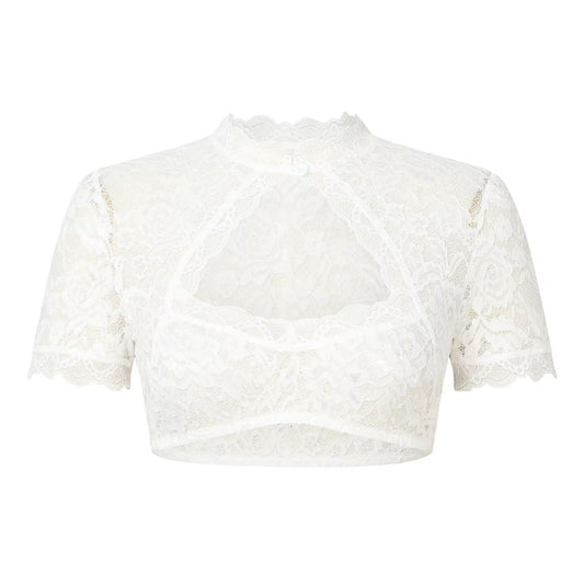 Oktoberfest Blouse Wit – Traditionele Dirndl Top met Kant