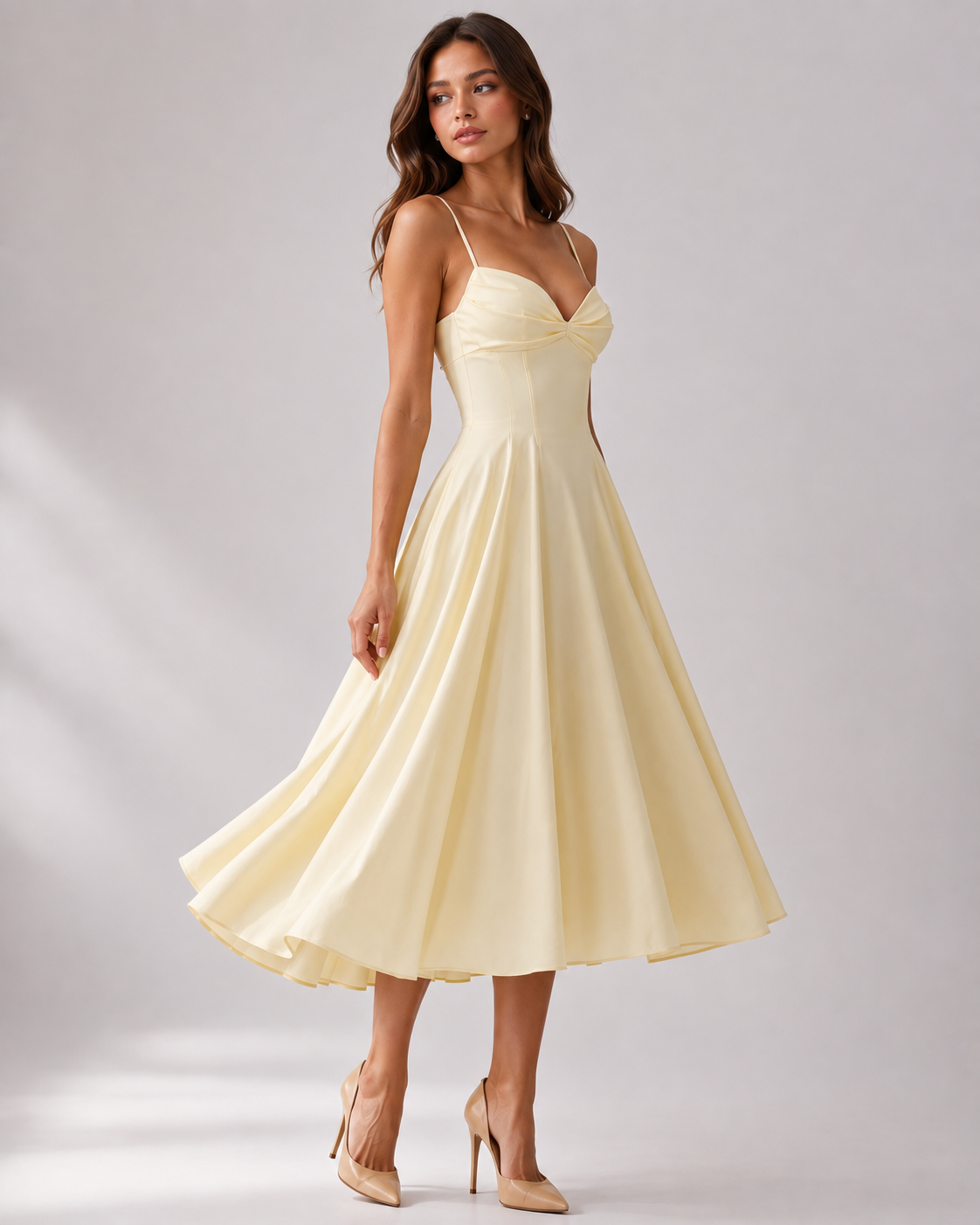 Zomerjurk Dames | Midi met Spaghettibandjes & A-Lijn Rok
