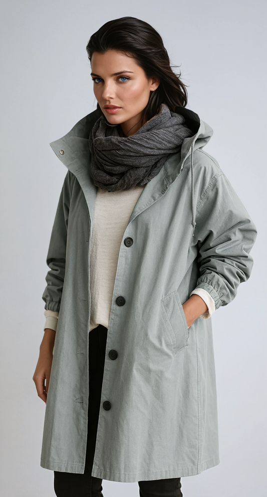 Lange Jas Dames | Capuchon & Knoopsluiting