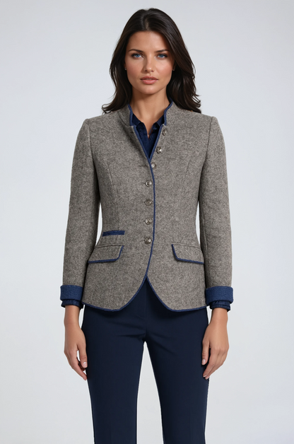 Amélie Dames Blazer Jas | Opstaande Kraag met Sierknopen