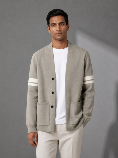Men’s Vest With Button Closure, Round Neck, Long Sleeves | Knitted