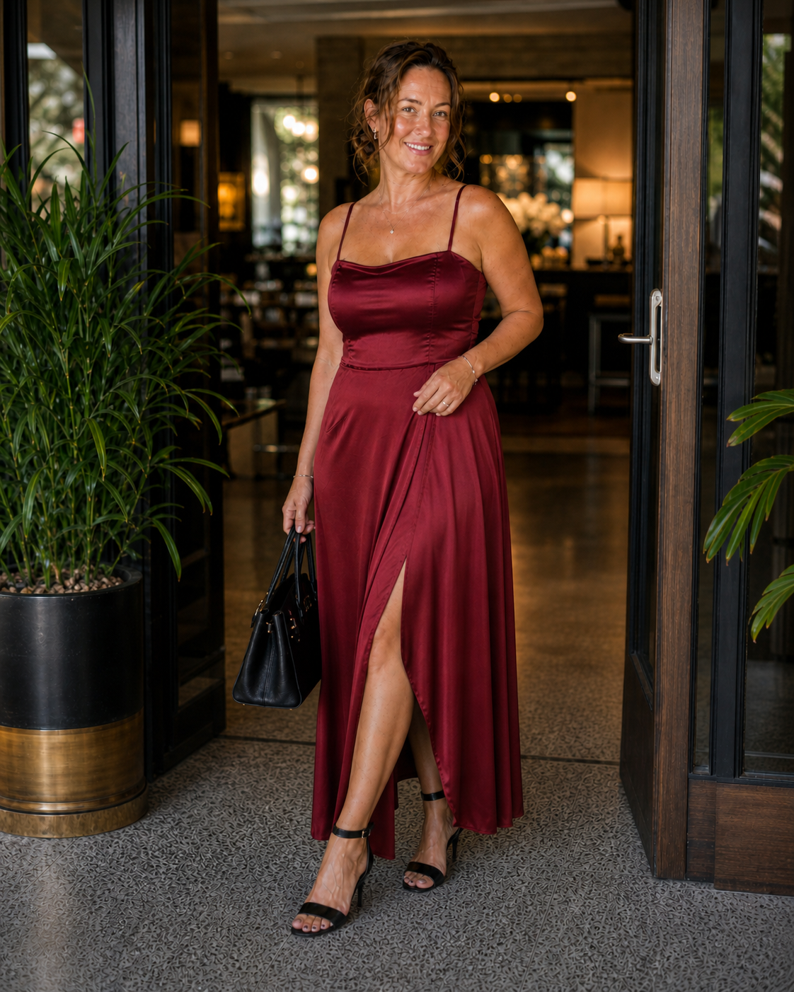 Kleid Hochzeitsgast Damen Maxi | Spaghettiträger & Wickelrock