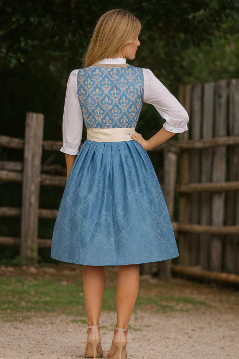 Oktoberfest Dirndl Blauw | Elegante Dames Jurk met Schort