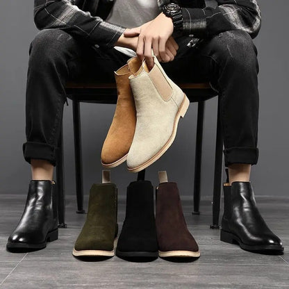Luxe suède Chelsea boots voor heren met elastische zijkanten en stevige zool, ideaal voor formele en casual outfits