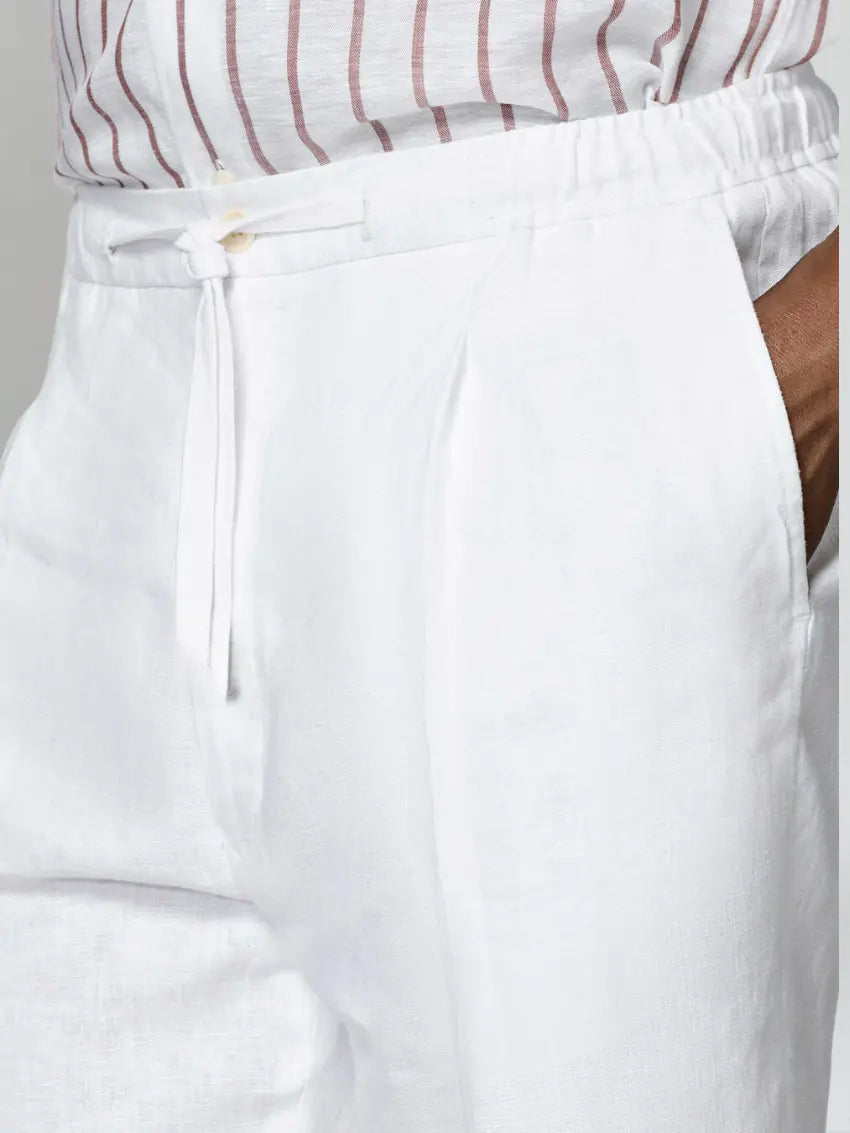 Witte Linnen Herenbroek – Ademend, Elegant & Veelzijdig voor Zomer en Vrije Tijd