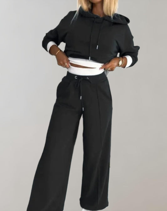 Dames Trainingspak | Hoodie Set met Wijde Broek
