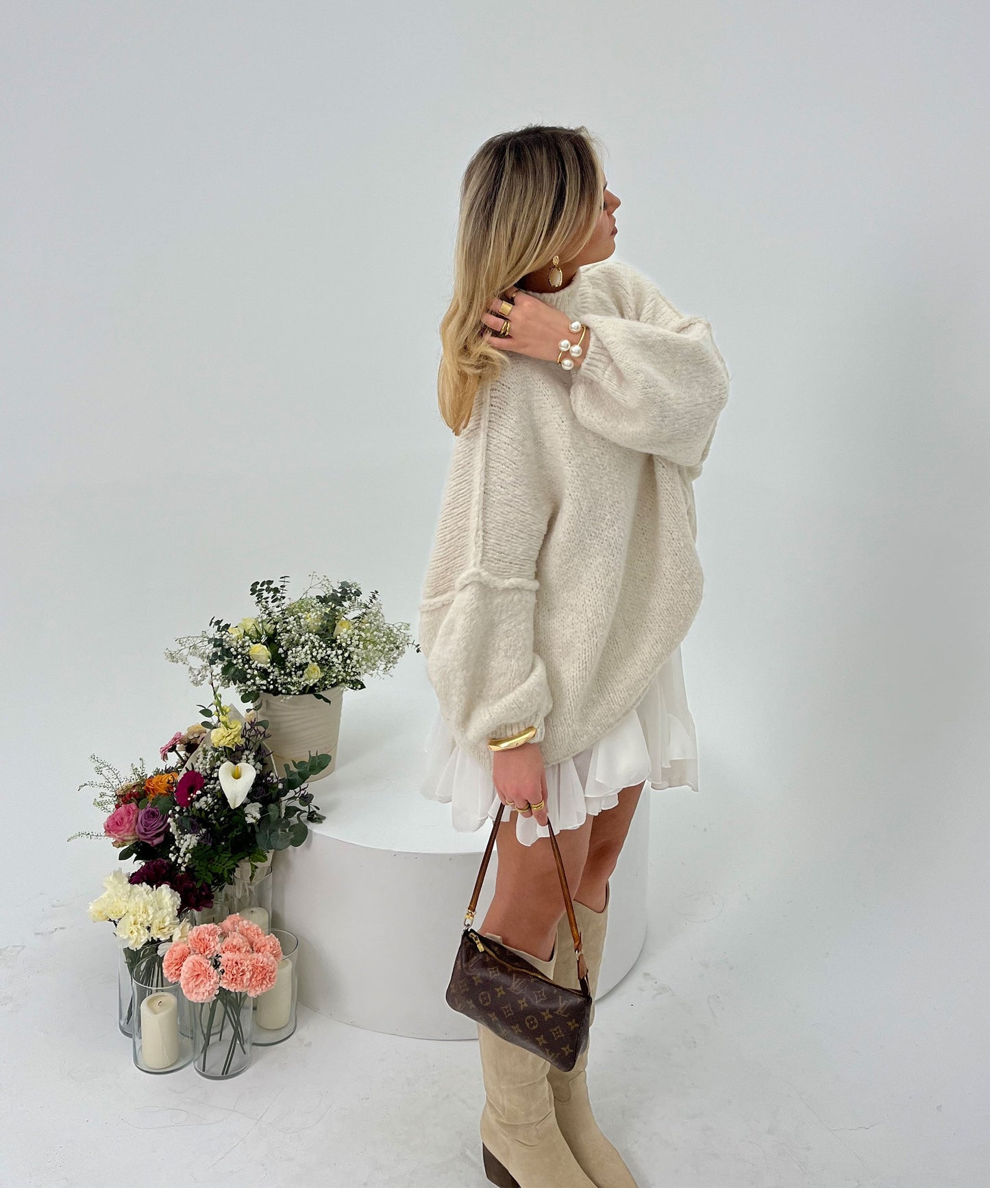 Nata – Oversized Trui Dames | Beige Pullover