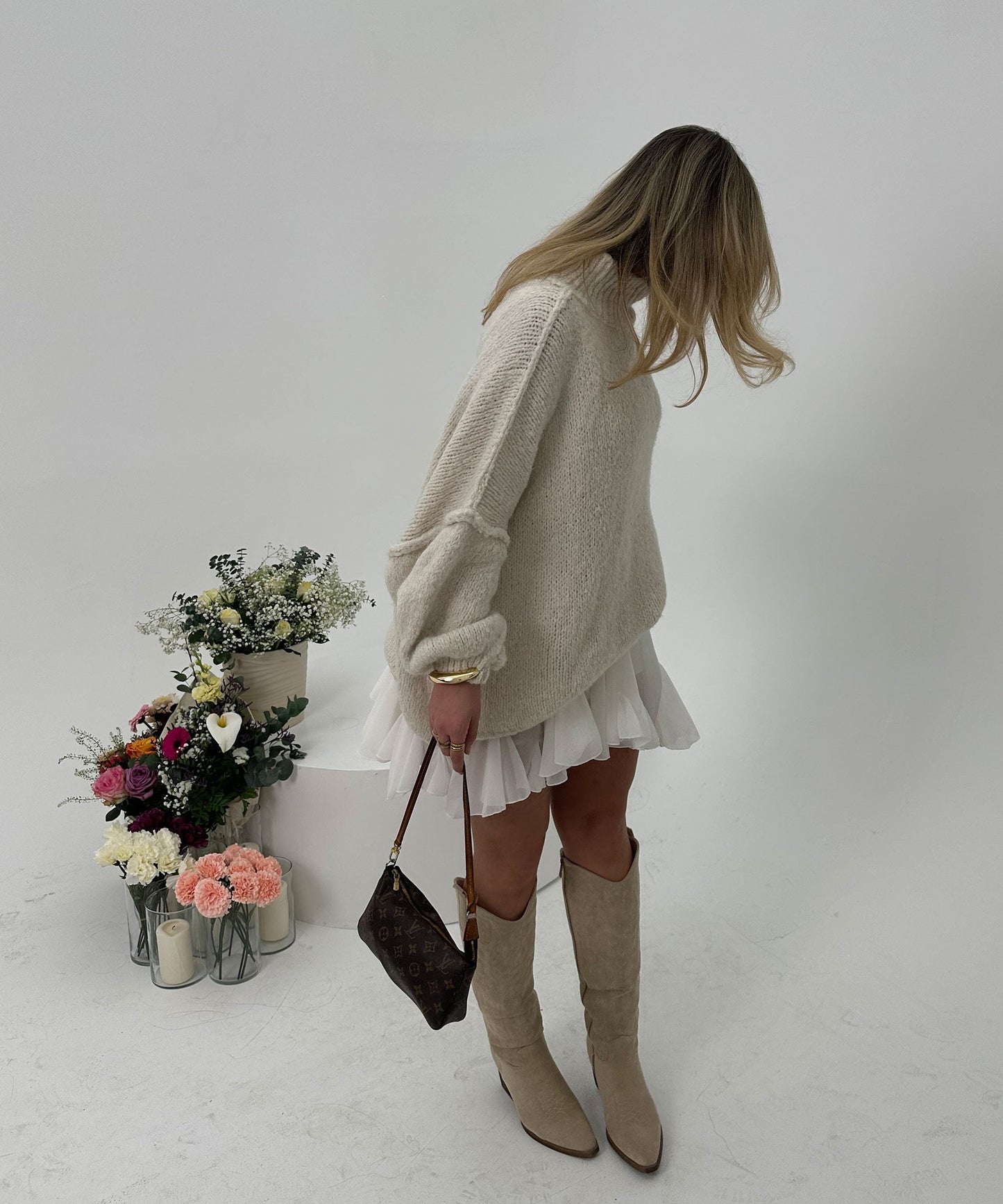 Nata – Oversized Trui Dames | Beige Pullover