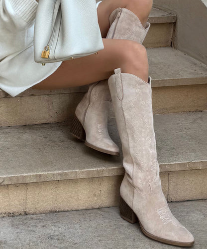 Liz Hoge Beige Cowboylaarzen Dames