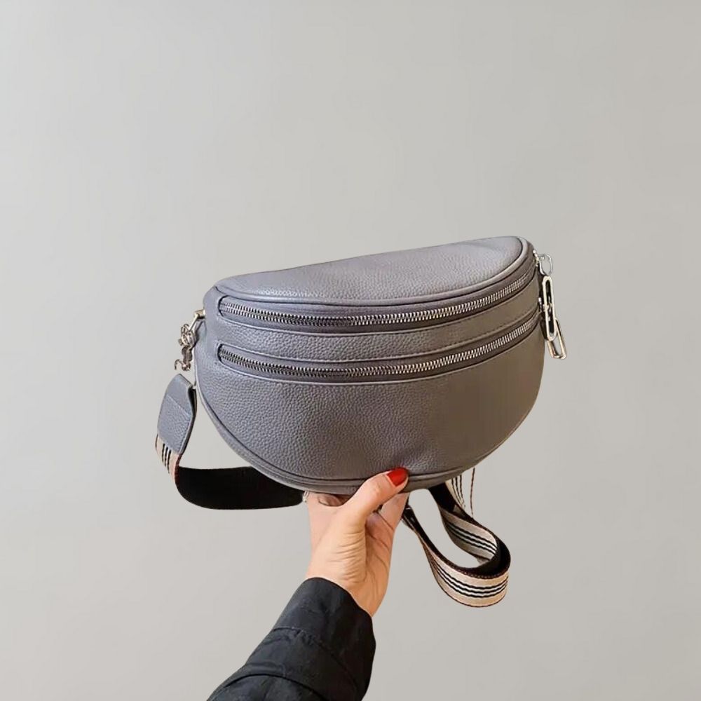 roze Trendy crossbody tas met dubbele rits en verstelbare schouderband, stijlvol en functioneel, ideaal voor dagelijks gebruik