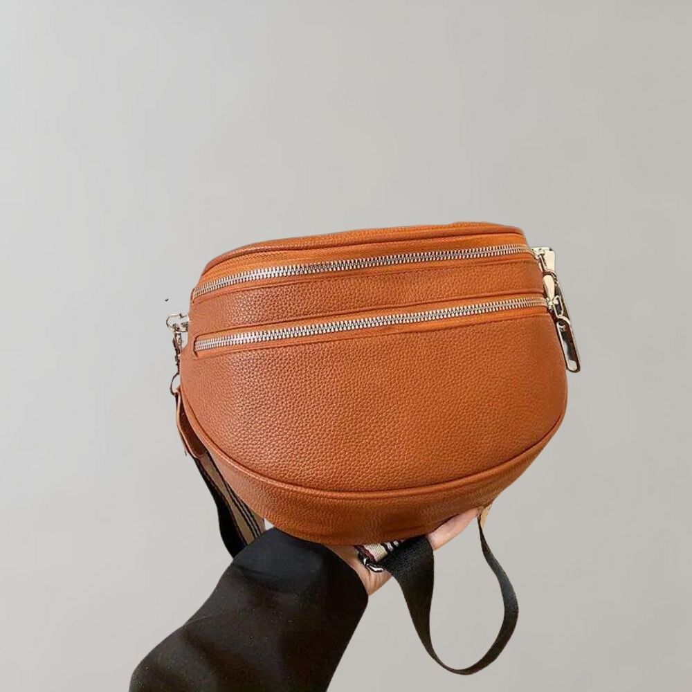 oranje Trendy crossbody tas met dubbele rits en verstelbare schouderband, stijlvol en functioneel, ideaal voor dagelijks gebruik