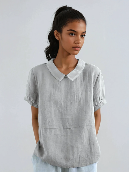 Dames Blouse | Katoen & Korte Mouwen